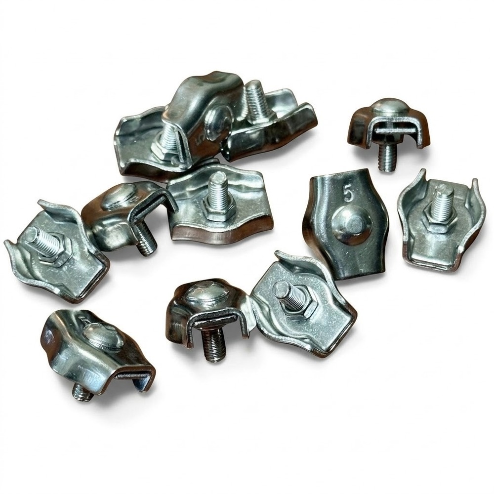 12 Pieces M5 Simplex Wire Rope Clips Stainless Steel Single Bolt Cable Clamps